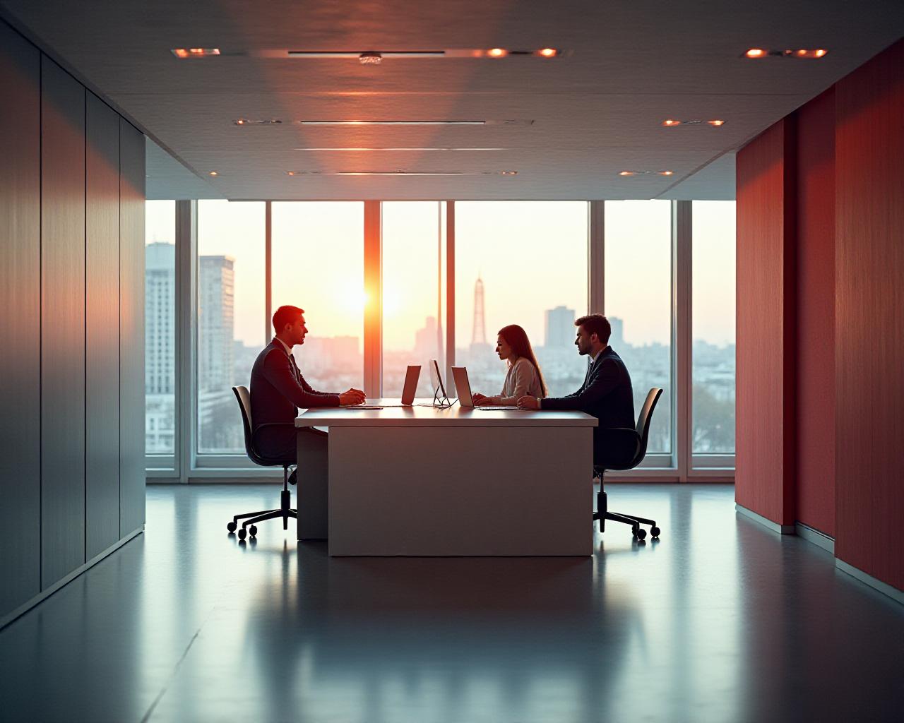 Réunion stratégique dans un bureau parisien moderne